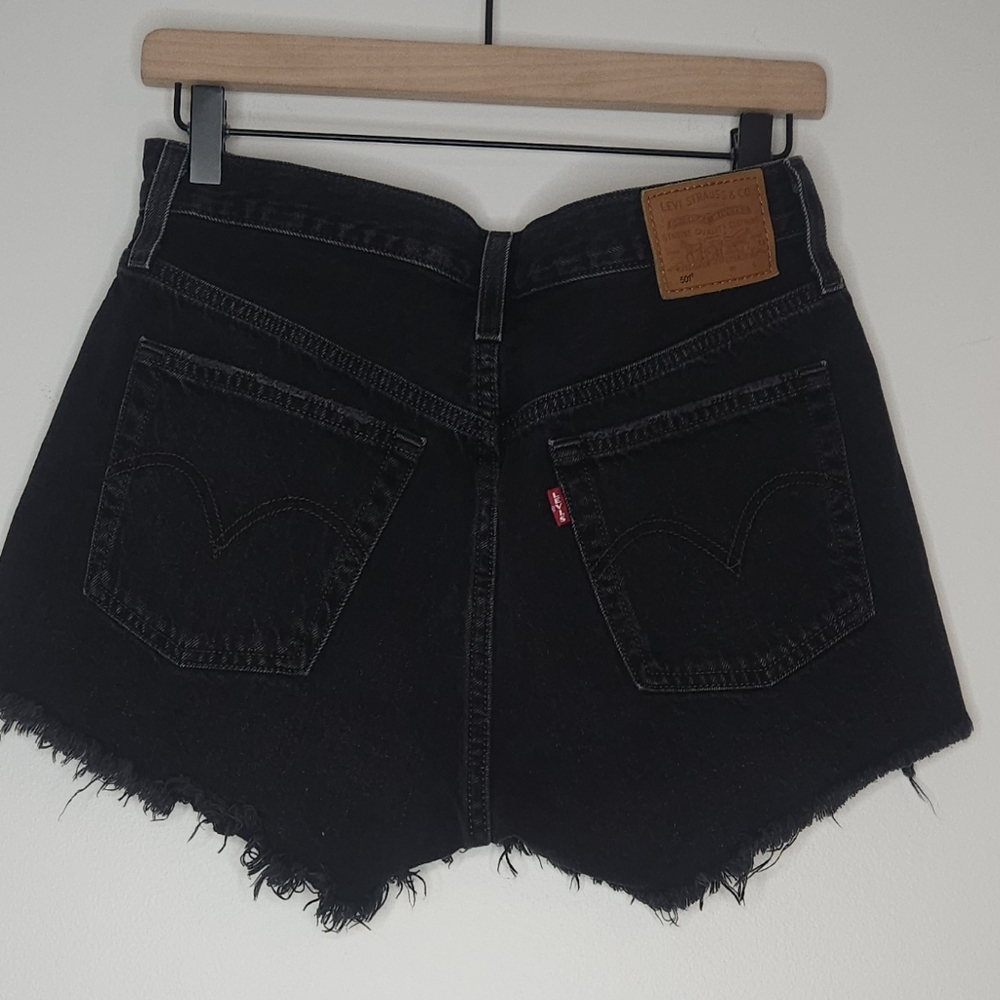 Levis Black 5 Button Fly Distressed Jean Shorts - Picture 9 of 9